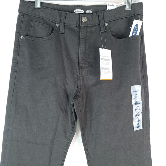 Old Navy Straight Built In Flex Tough Pants Grey Charles Boy's Sz 16 Adjustable - Picture 2 of 12